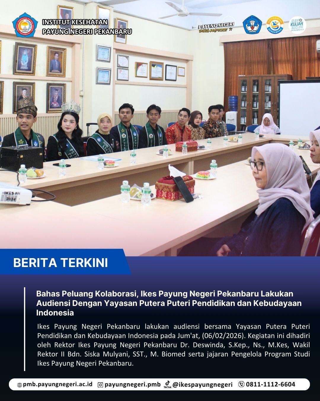 Bahas Peluang Kolaborasi, Ikes Payung Negeri Pekanbaru Lakukan Audiensi Dengan Yayasan Putera Puteri Pendidikan dan Kebudayaan Indonesia